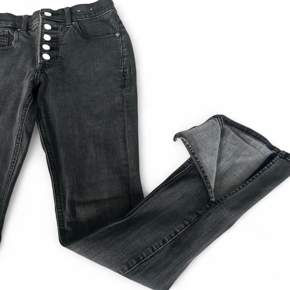 Express High Rise Skyscraper Multi Button Slit Boot Cut Stretch Jeans - Picture 4 of 8